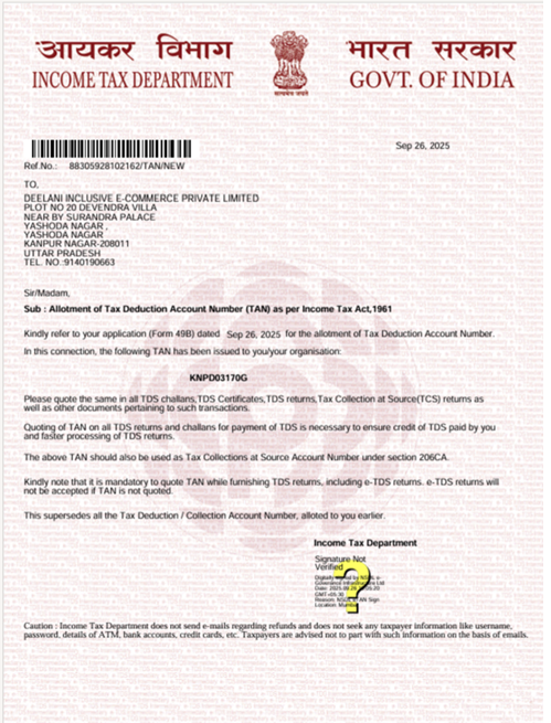 TIN certificate image